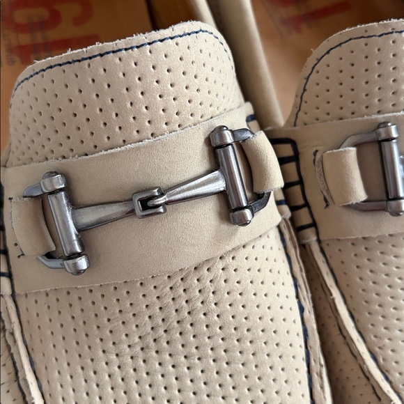 1901 Suede Driving Moccasins Loafers MStorino Horse Bit Shoes Beige Sand size 10 - Picture 4 of 12